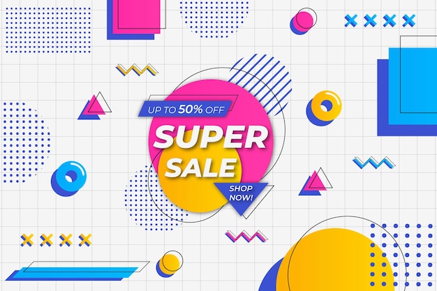 Super Sale Background White Memphis Style