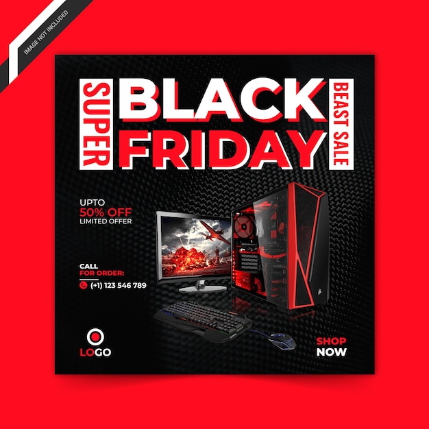 Vetor super venda de modelo de banner de mídia social da black friday