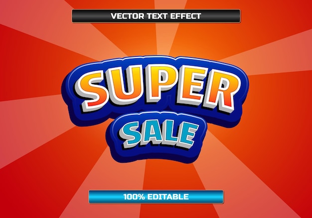 super venda editável de efeito de texto vetorial