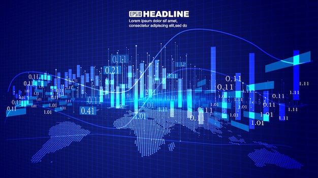 Superfície da Terra Digital do fundo de vetor de gráfico de curva financeira.