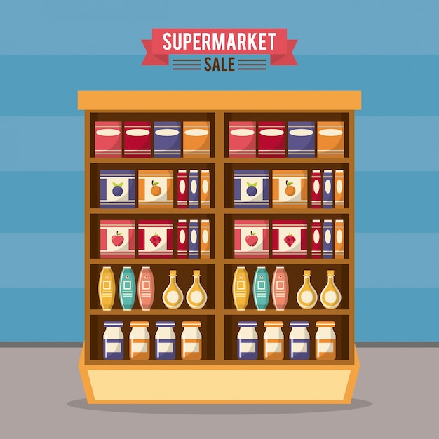 Vetor supermarket sale stand illustration