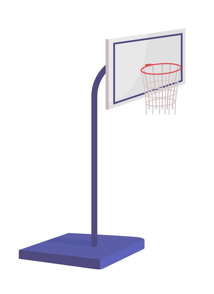 Vetor suporte de cesta de basquete item de vetor de cor semi plana