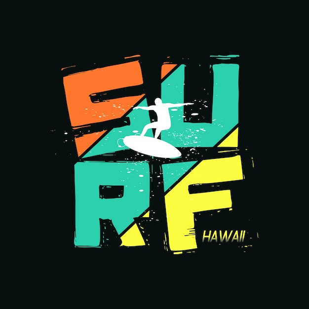 Surfe no design de camiseta de vetor de tipografia do havaí.