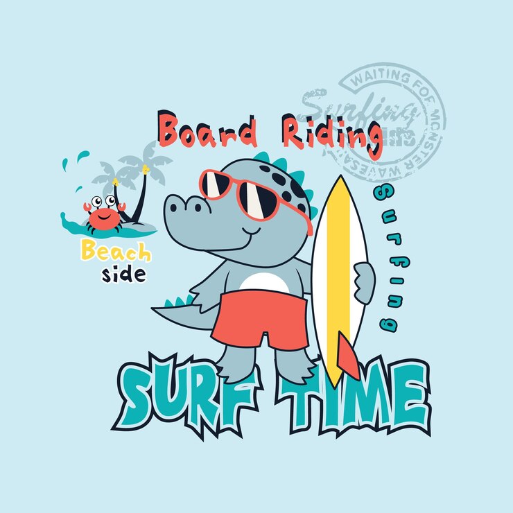 surfista de crocodilo fofo