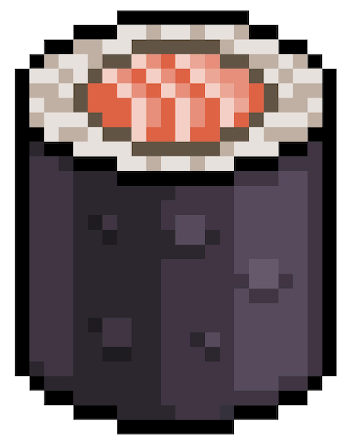 Sushi de comida japonesa pixel art. item de jogo de bits