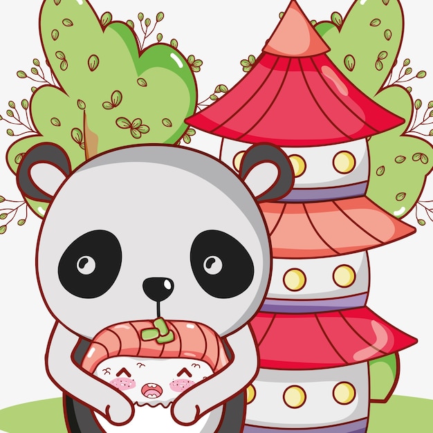 Sushi e panda kawaii