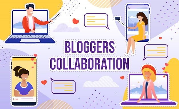 Vetor sutilezas de colaboração do blogger para popularidade
