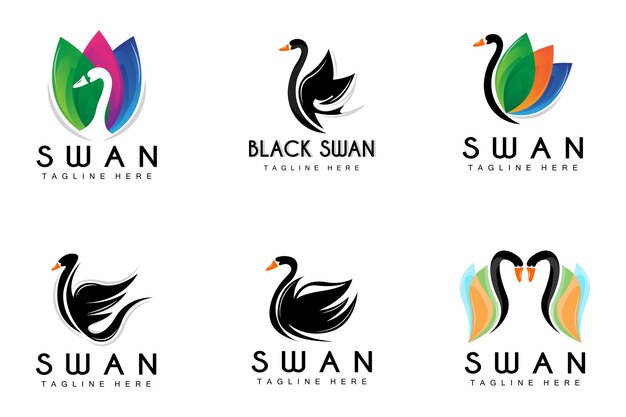 Swan logo pássaro animal design pato logo produto marca rótulo vector