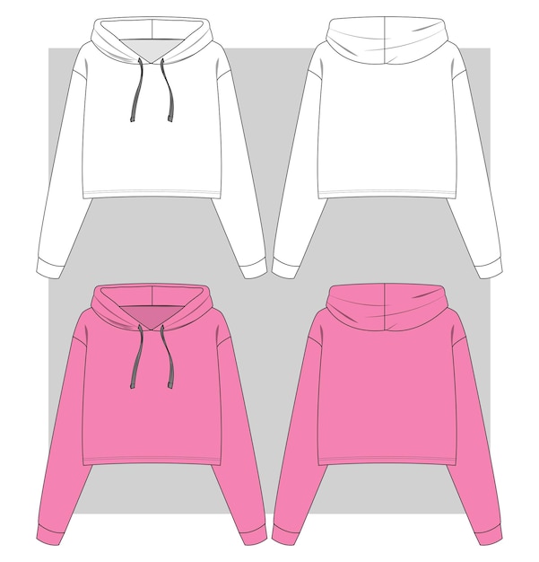 Vetor sweatshirt de capuz para meninas com esboço plano de ombro caído