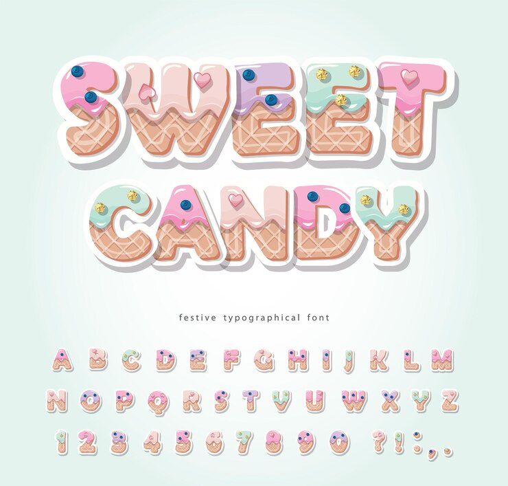 Vetor sweet cartoon font paper cut out vector illustration