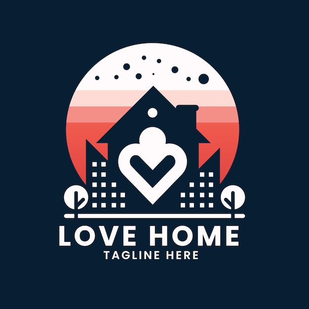 Sweet home love house concept edifício imobiliário modelo de design de logotipo love