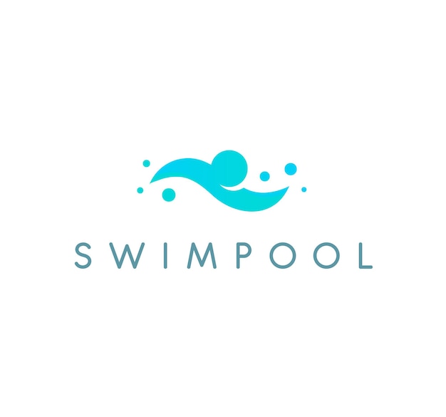 Swimpool logo vector logo piscina ícone humano está nadando ilustração azul abstrata no branco