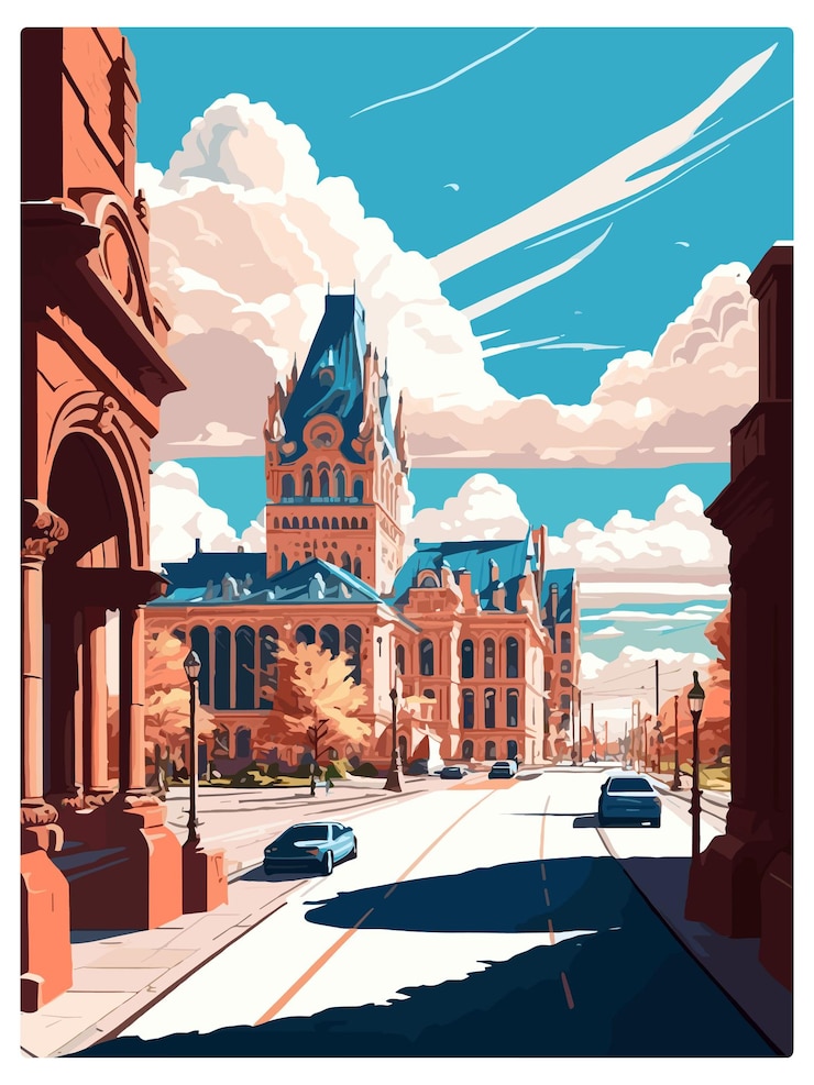 Vetor syracuse new york state vintage travel poster lembrança cartão postal retrato pintura wpa ilustração