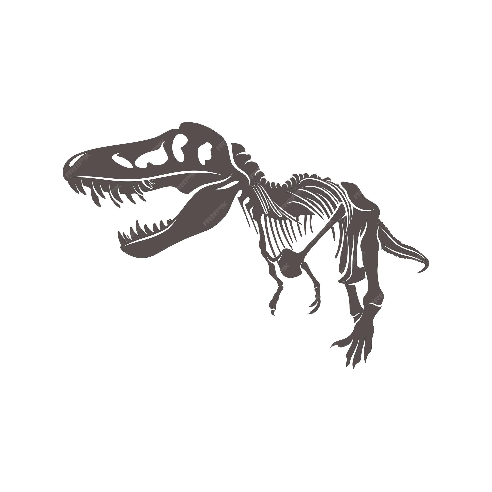 Ilustração da silhueta preto e branco do tyrannosaurus rex trex