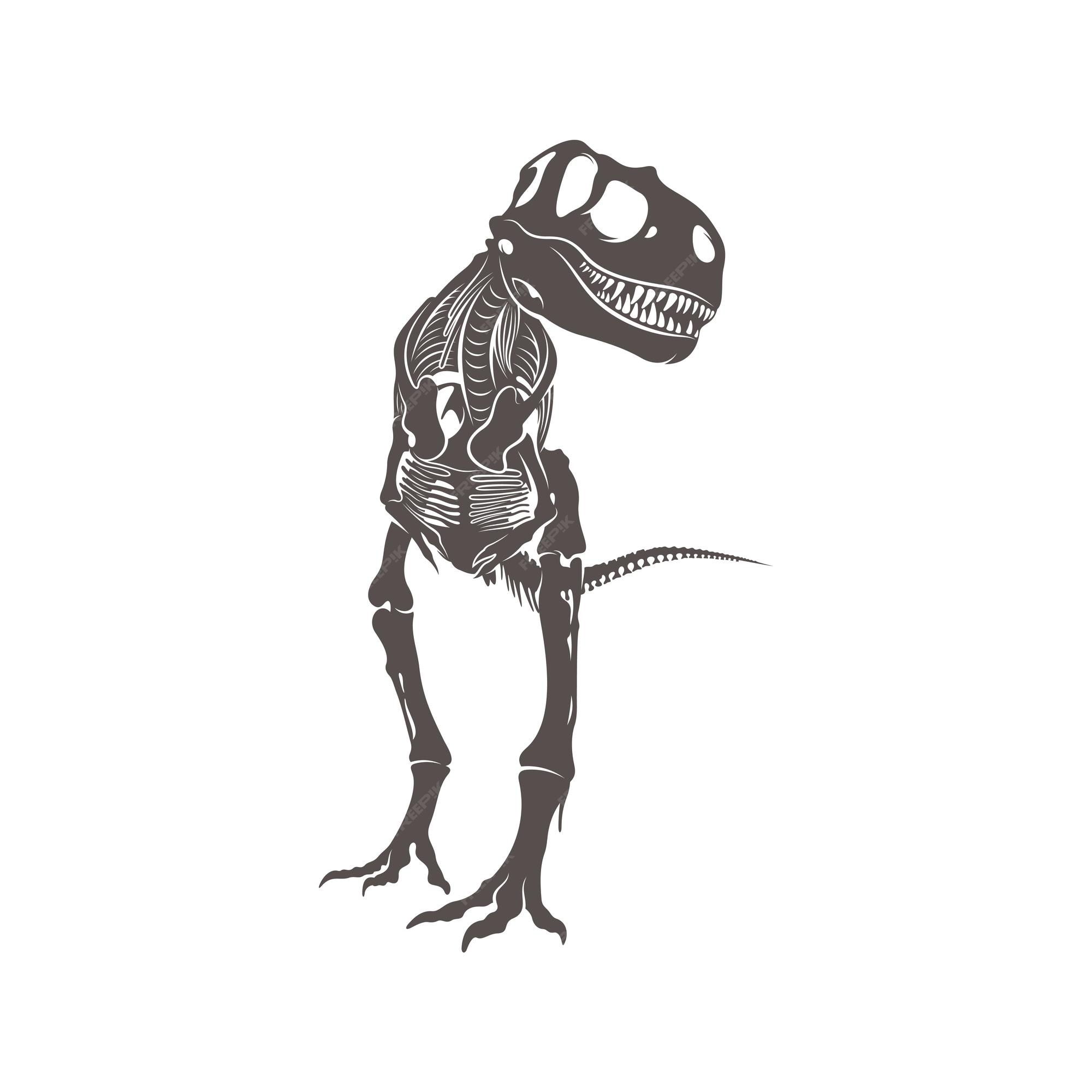 T rex esqueleto de dinossauro silhueta espacial negativa ilustração  vetor(es) de stock de ©jkazanceva 299125308