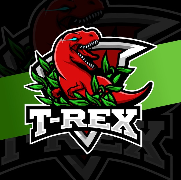 T rex mascote esport design de logotipo