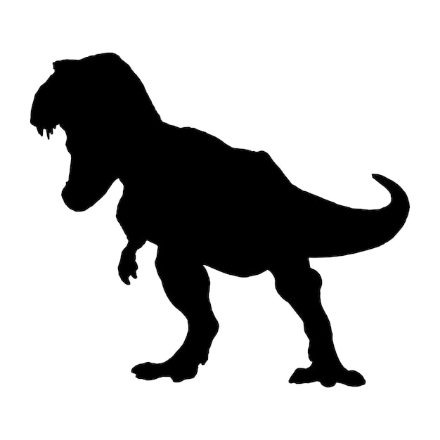 Ilustração da silhueta preto e branco do tyrannosaurus rex trex