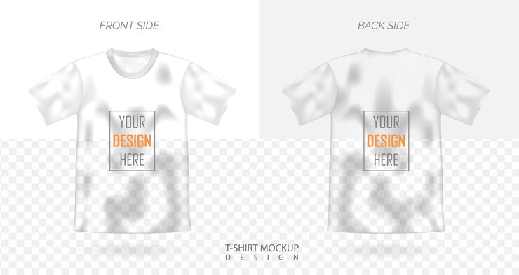 Vetor t-shirt 3d realista mock up masculino de malha transparente modelo vetorial de camiseta de frente para trás.