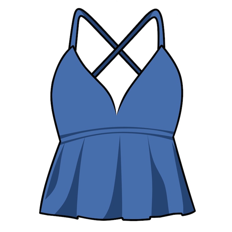 Vetor t-shirt azul casual de mulher simples