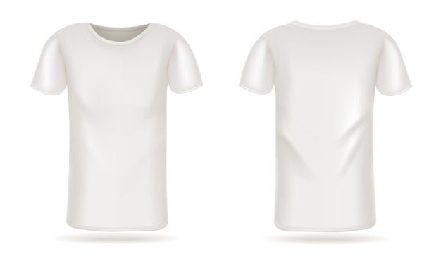 Ilustração vetorial. vistas de frente e verso de t-shirt em branco