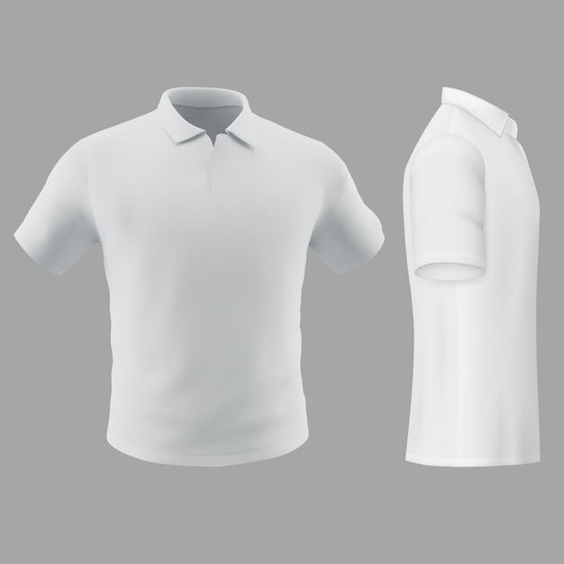 T-shirt branco realista de polo vetorial 3D gratuito