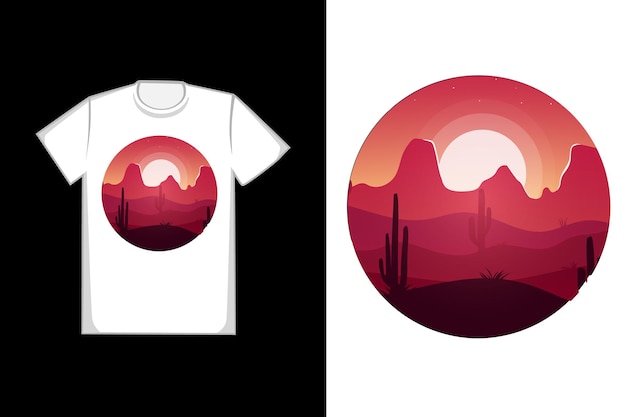 T-shirt com design deserto colorido laranja