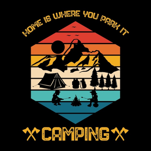 T-shirt de acampamento Design de montanha design de caminhadas campamento de design