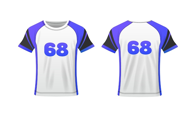 Vetor t-shirt de futebol layout t-shirt de cor plana mockup t-shirt esportivo mockup com número 68 ícones vetoriais