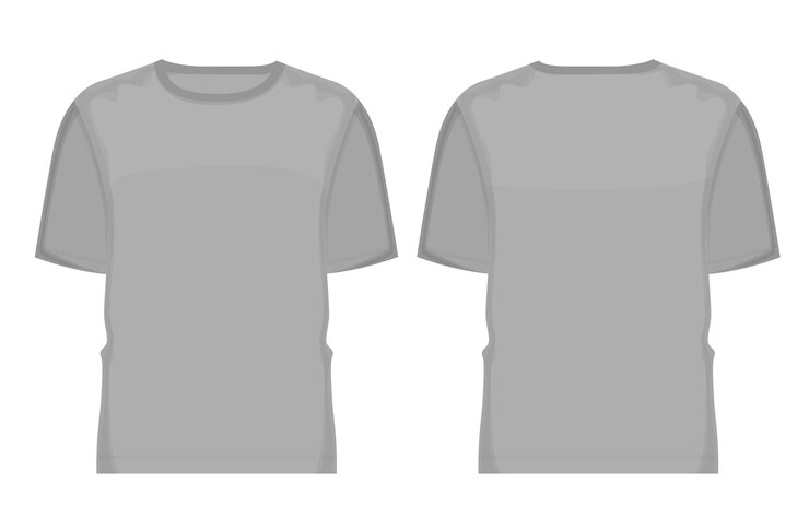 Vetor t-shirt de manga curta ilustração vetorial padrão de cor cinza visões dianteira e traseira