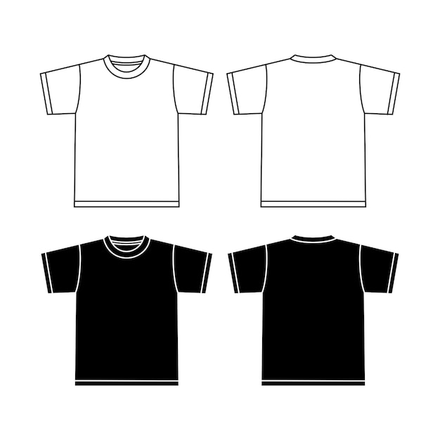 Vetor t-shirt de mangas curtas desenho técnico moda esboço plano modelo de ilustração vetorial