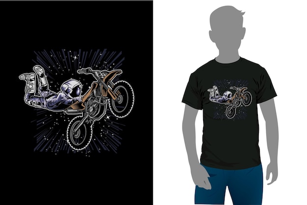 T-shirt de motocicleta desenho de impressão com ilustração vetorial de logotipo de motocicleta