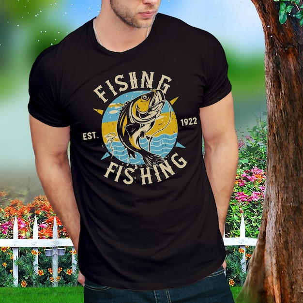 Vetor t-shirt de pesca design para homens e mulheres arte vetorial