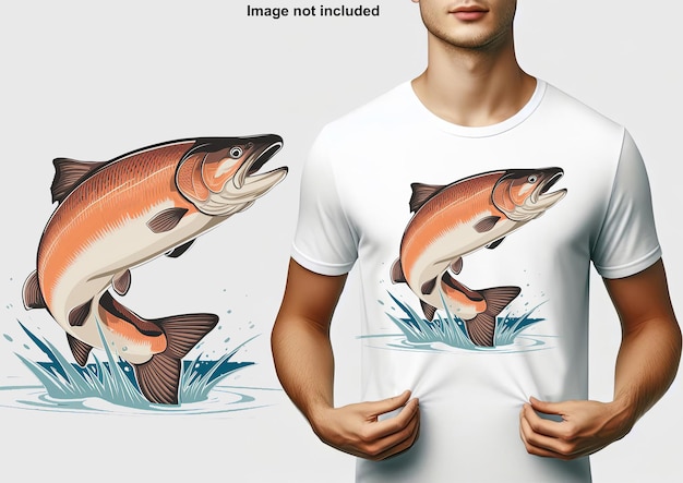 Vetor t-shirt de pescador vector desenho de salmão engraçado