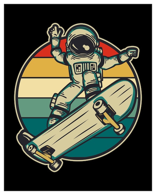 T-shirt de skate de astronauta