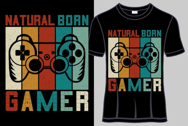 T-shirt de tipografia para jogos com gráfico vetorial editável