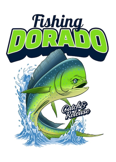 T-shirt design de pesca ilustração de peixe dorado