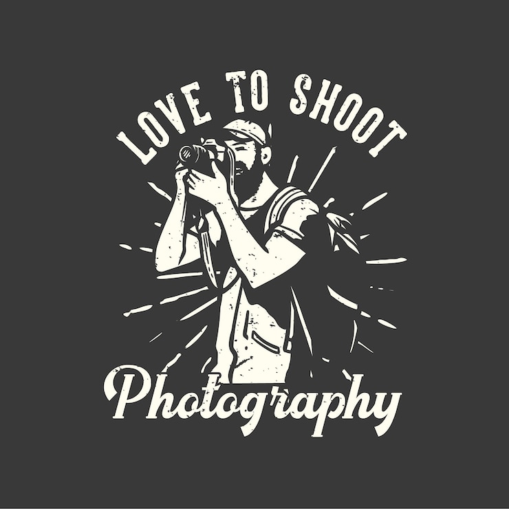 Vetor t-shirt design slogan tipografia amo tirar fotos com o homem tirando fotos com a câmera ilustração vintage