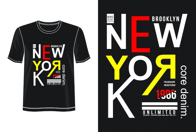 T-shirt do design da tipografia da cidade de nova iorque