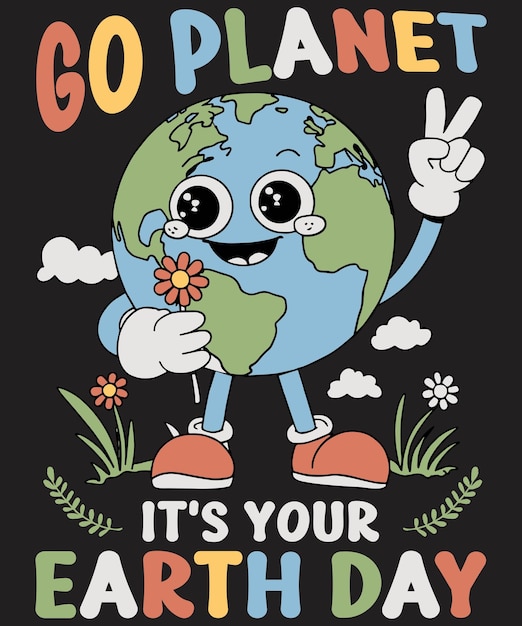 T-shirt do Dia da Terra T-shirt ambiental Floral Flor da Terra Planeta Tee T-shirt Do Dia da Terra