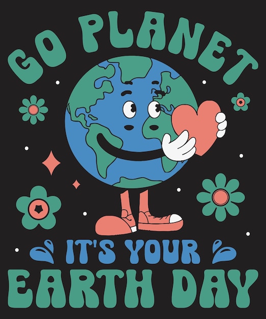 T-shirt do Dia da Terra T-shirt ambiental Floral Flor da Terra Planeta Tee T-shirt Do Dia da Terra
