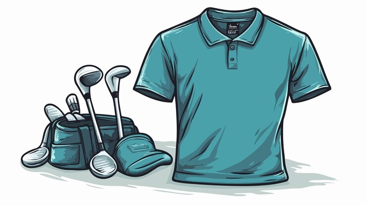 Vetor t-shirt esportivo de golfe colorido ilustração de desenho animado vetorial