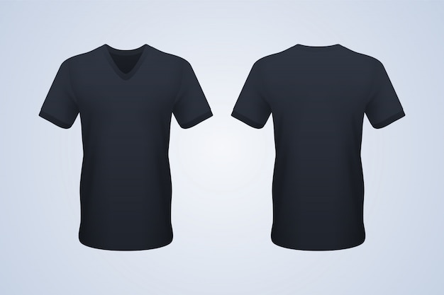 T-shirt frente e verso com decote em v preto