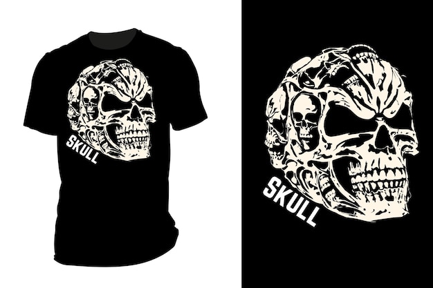 T-shirt maquete silhueta crânio retro vintage