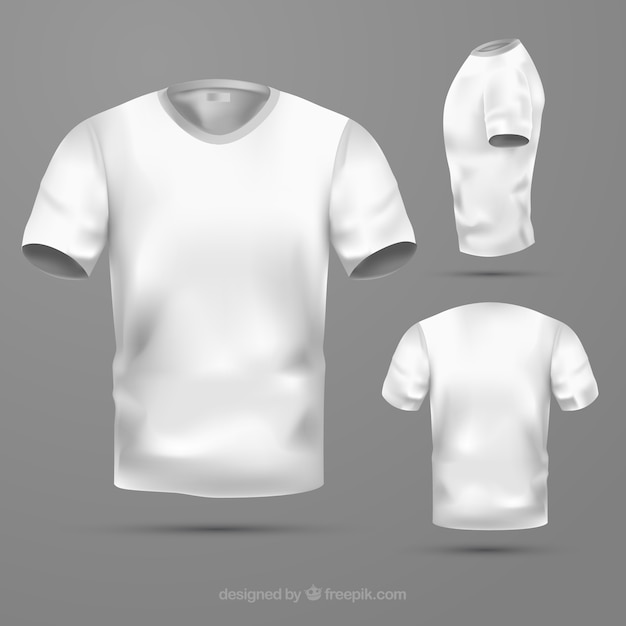 Vetor t-shirt masculina em diferentes pontos de vista com estilo realista