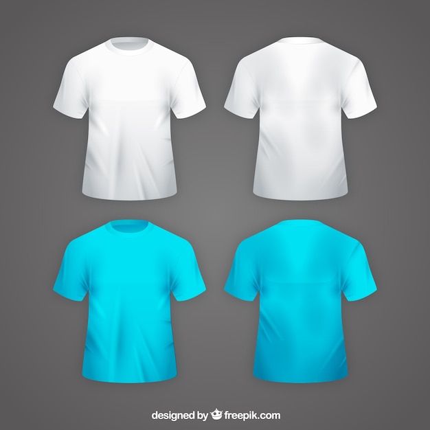 Vetor t-shirt masculina em diferentes pontos de vista com estilo realista