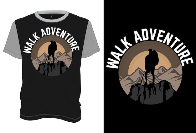 T-shirt mock up caminhada aventura estilo retro vintage