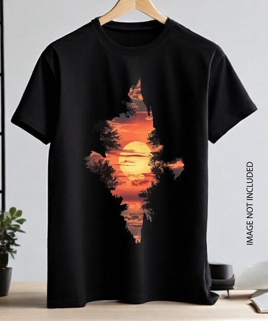 Vetor t-shirt moderna vista do pôr-do-sol para design de t-shirt
