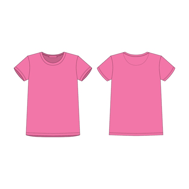 Vetor t-shirt na cor rosa para mulheres isoladas