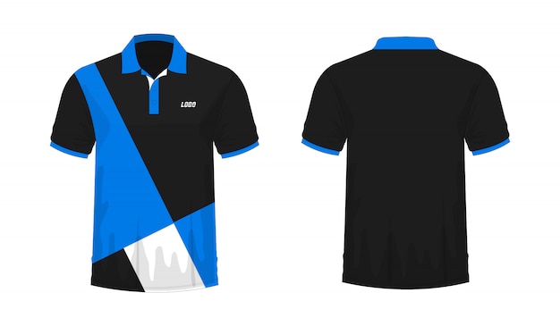 Vetor t-shirt polo modelo azul e preto para o projeto.