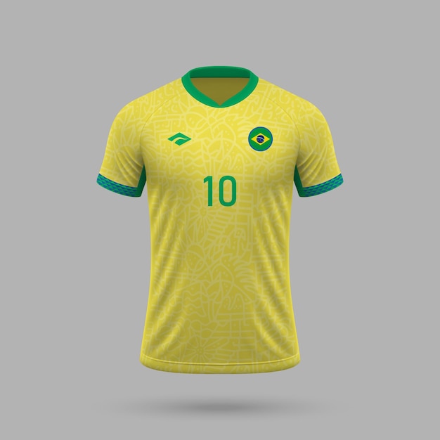 T-shirt realista de futebol da seleção brasileira de 2024